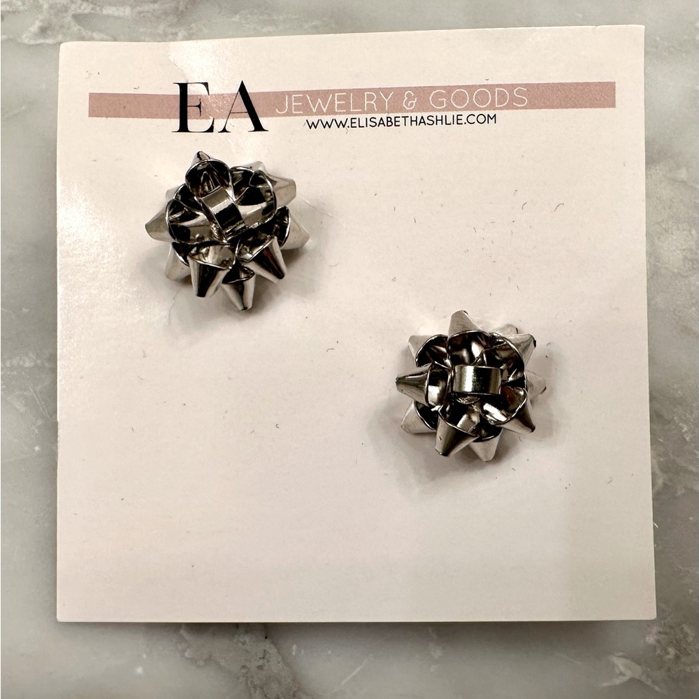 Silver Bow Earrings- brand new